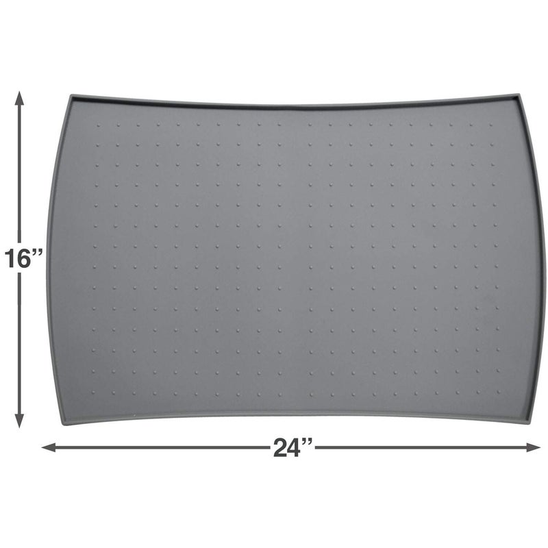 PetFusion Large WATERPROOF Pet Food Mat (24x16). FDA Grade Silicone [superior hygiene, non-toxic, multiple sizes] For dogs or cats, Gray - Image 4